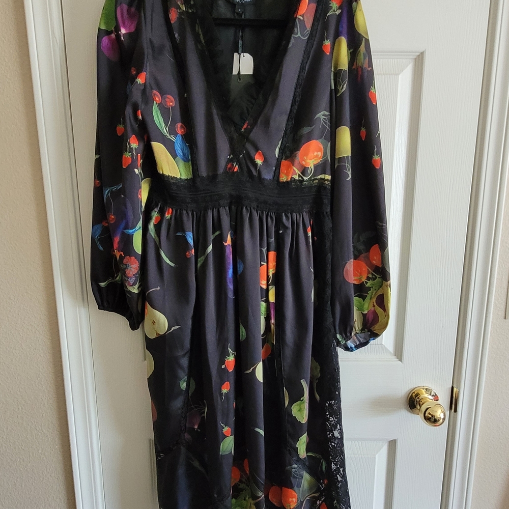 Cynthia Rowley Black Dress with Colorful Floral Design
